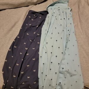 Banana Republic Navy and Light Blue Casual Button Down Shirts Medium Tall Slim